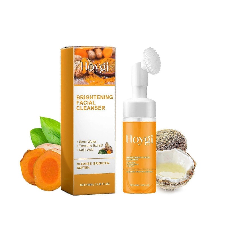 Turmeric Face Wash with Brush, Turmeric Foaming Facial Cleanser for All Skin, 3.38 Fl Oz/pcs pure
