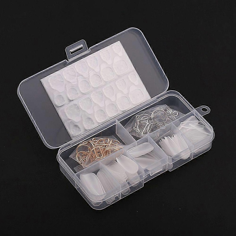 1 Set Wearable Nail Kit: Detachable White False Nails With Fingertip Rings - Household Salon Supply For Women Girls - Easy To Clean And Replace