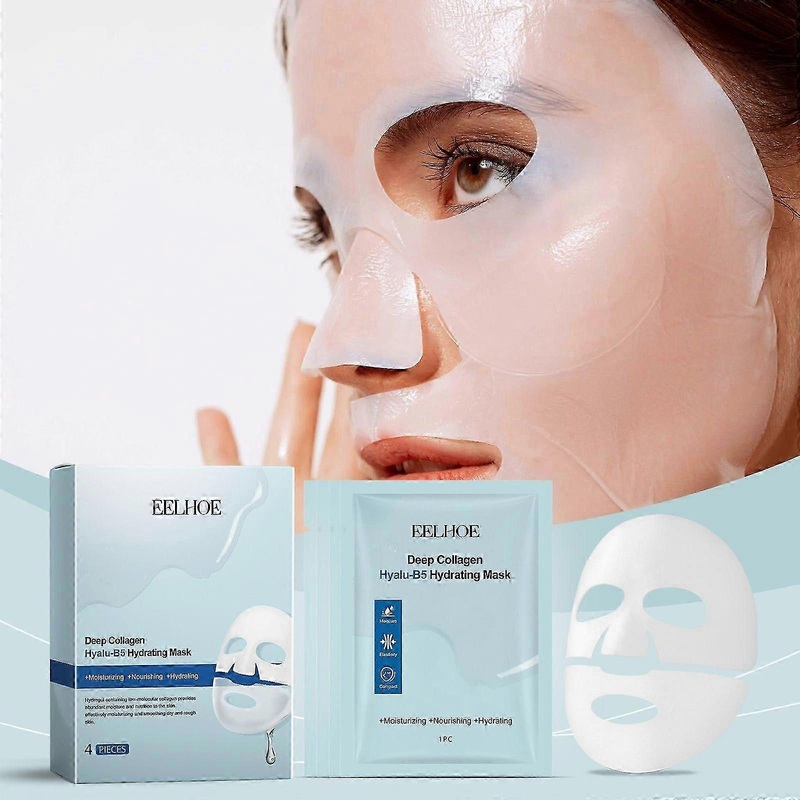 4pcs Collagen Hyalu-B5 Masks Moisturizing Face Sheets for Dry & Delicate Skin
