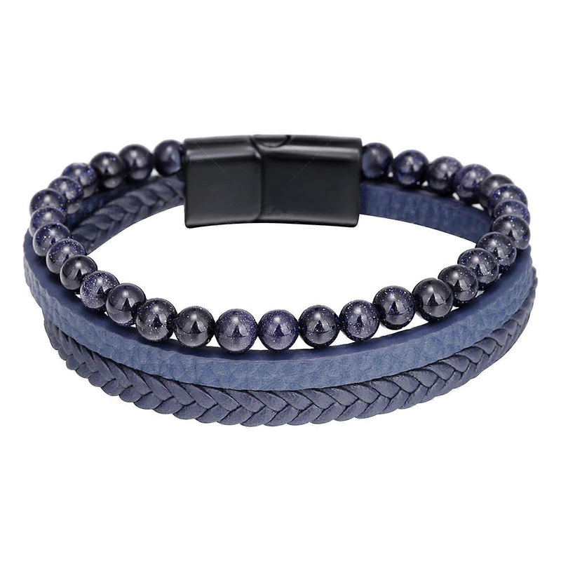 Natural Volcanic Stone Eye Beaded Bracelet Health Care Bracelet Shaping Physiotherapy Bracelet Cowhide Rope Agate Bracelet