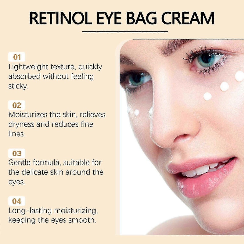 Retinol Eyebag Cream for Puffiness, Dark Circles & Fine Lines, Wrinkle, EGF Anti-Aging Under Eye Moisturizer with Niacinamide&Ceramide Makeup friendly