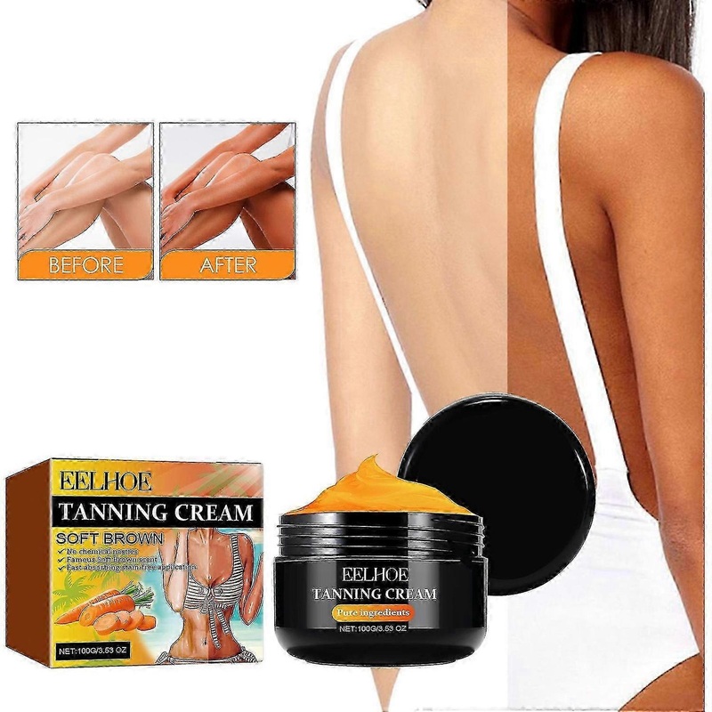 Tanning Cream, Natural Tanning Accelerator Cream Cream, Soft Brown Tanning Cream, for Sunbeds & Outdoor Sun, 100g