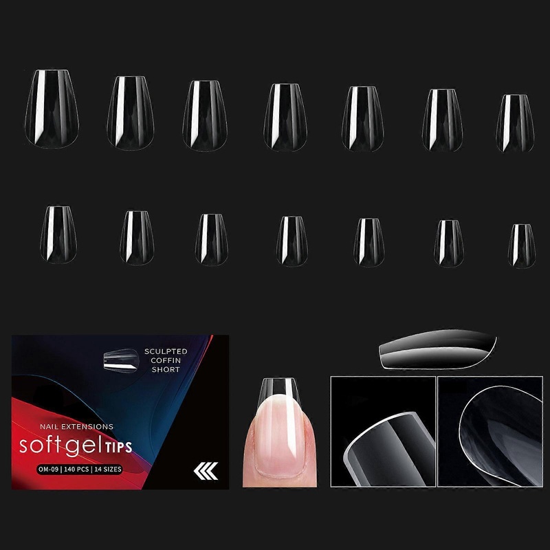 1 Box Clear False Nails Tips Full Cover Stick on Nails Press On Nails Artificial Nails Soft Gels Tips Manicures Supplies