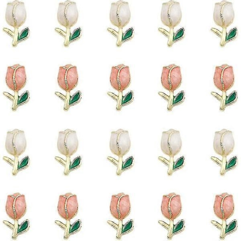 20pcs 3d Tuilip nail charms flower nail rhinestones nail art beads nail rivets luxury tulip nail jewelry