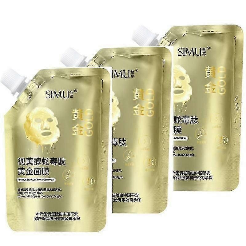3pcs Firmness Hydrating Tender Mask 100ml Snake Peptide Gold Mask Nourishing The Skin