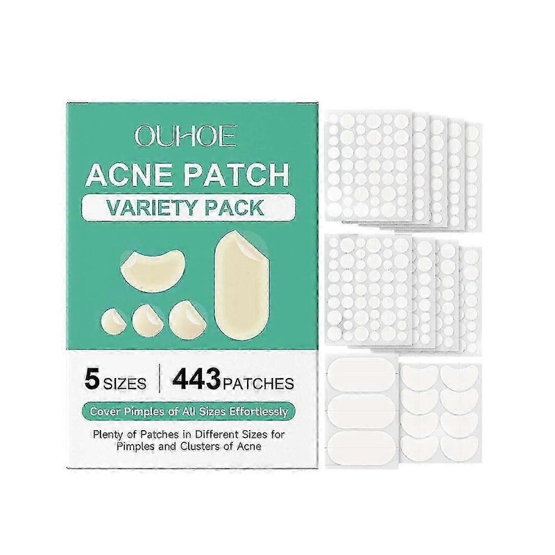 Hydrocolloid Acne Patches for Face and Body, 443 Count Variety Pack for Blemishes on Cheeks, Forehead, Chin