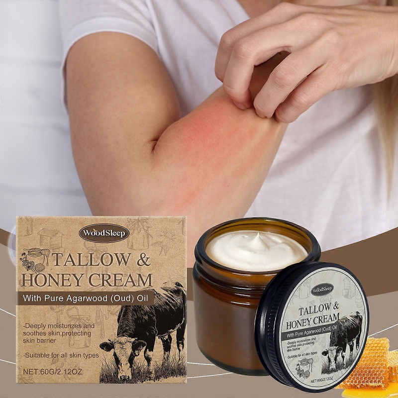 Organic Tallow Cream, 60g Honey Soothing Cream, Honey Moisturizing Cream, Soothes And Repairs Sensitive Skin Anti-drying