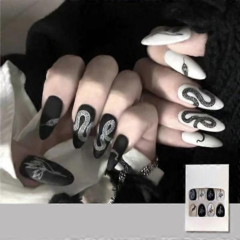 Trendy Waterproof Detachable Fake Nails - Artificial Flame Press On False Nails