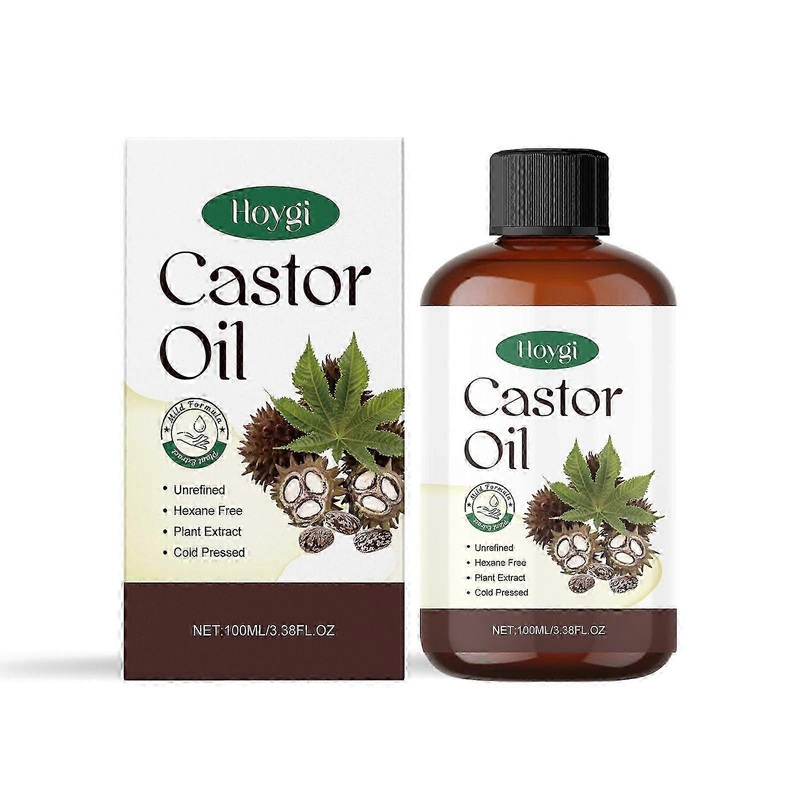 Organic Castor Oil for Body & Hair, 100% Pure and Natural Cold Pressed Castor Oil for Hair, Eyelashes and Eyebrows, Moisturizing Body Massage Oil, Hai