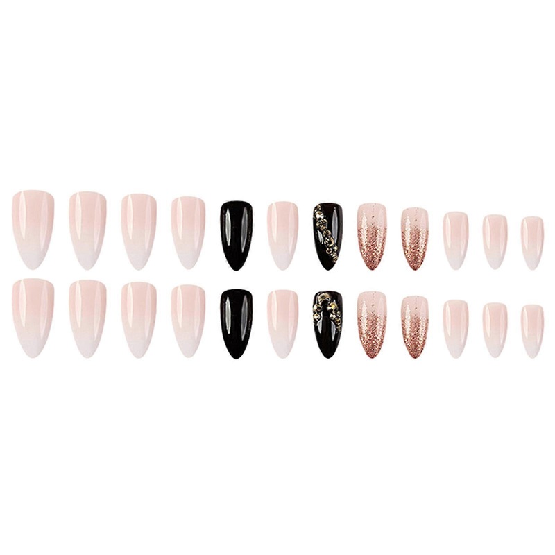 Wine Red Nude Press on Nails with Glitter Sweet & Charming Reusable False Nails