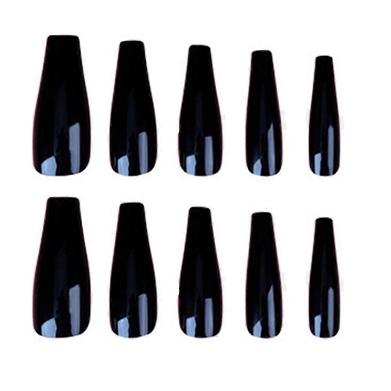 100 Pieces Matte Extra Long Ballerina Press On Nails Coffin False Nails Solid Color Full Cover Fake Nails Matte Coffin False Nails-Black