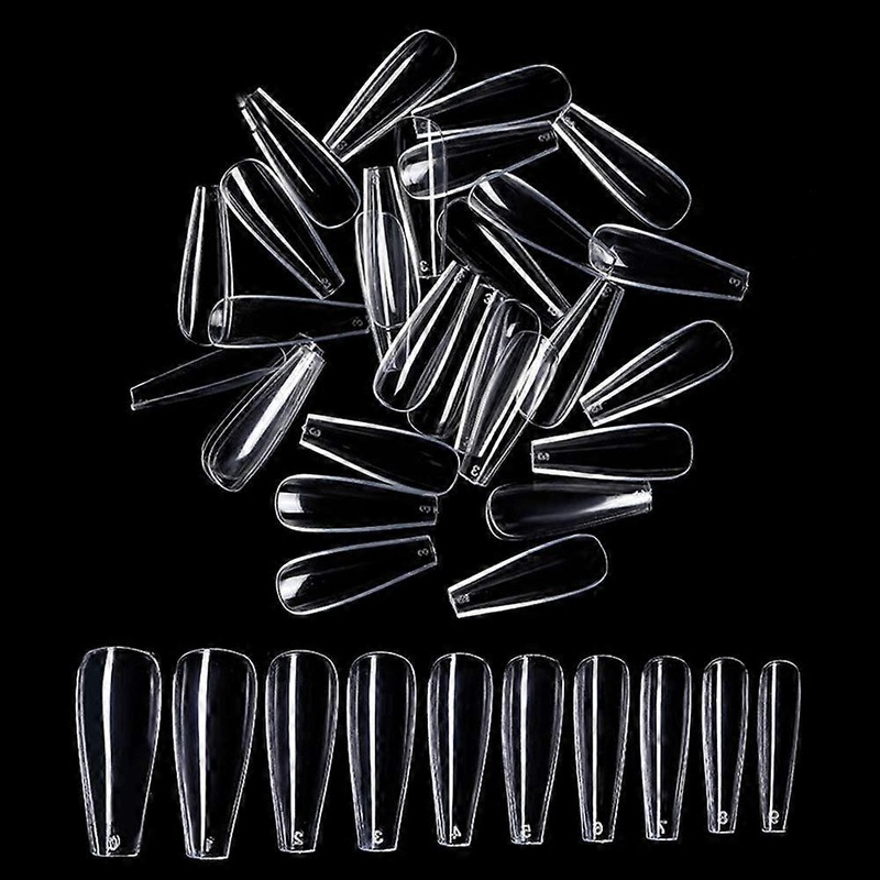 100Pcs Fake Nails Acrylic Nails Full Cover Tips Acrylic Nail Kit-Clear-100Pcs