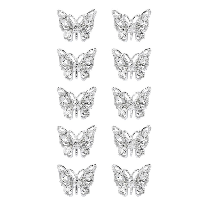 10Pcs Butterfly Nail Art Decorations Magic Crystals Metal Nails Charms Parts 3D Diamonds Manicure Accessories  X588