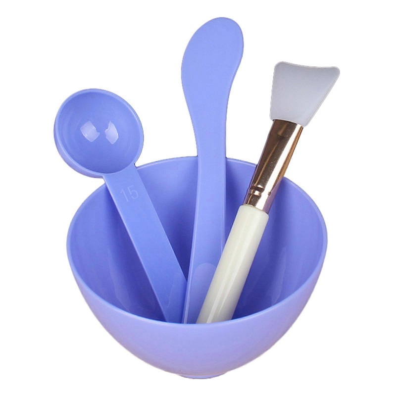 4PCS Face Mask Mixing Bowl Set DIY Facemask Mixing Tool with Silicone for Facial Mask Bowl Makeup Brushes Spatula  violet