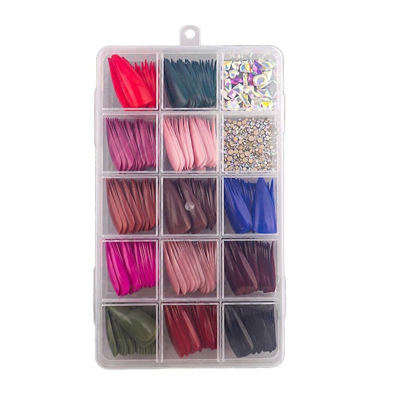 Press On Nails, Fake Nails Full Cover Nail Colorful False Nail For Women Nail Salon Art Diy With Decorative Drill-Style 3