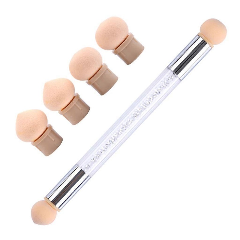Sponge Nail Art Tool Pen Dual Head Nail Sponge Brush Picking Dotting Gradient Ombre Nail Pen Brush With 4 Replacement Heads
