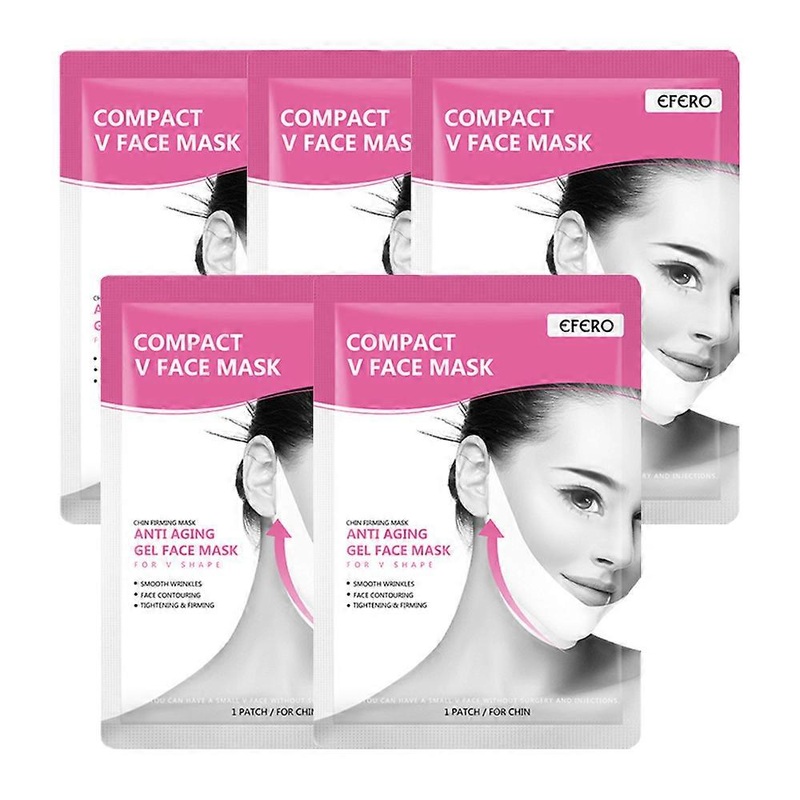 V Line Shaping Face Masks  Lifting Hydrogel Collagen Mask  Anti-Aging And Anti-Wrinkle Band - Double Chin Reducer Strap-5 Packs