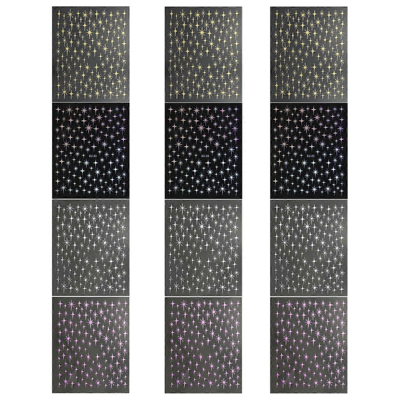 12 Sheets Star Manicure Nail Stickers Nail Decoration Self Adhesive Nail Art
