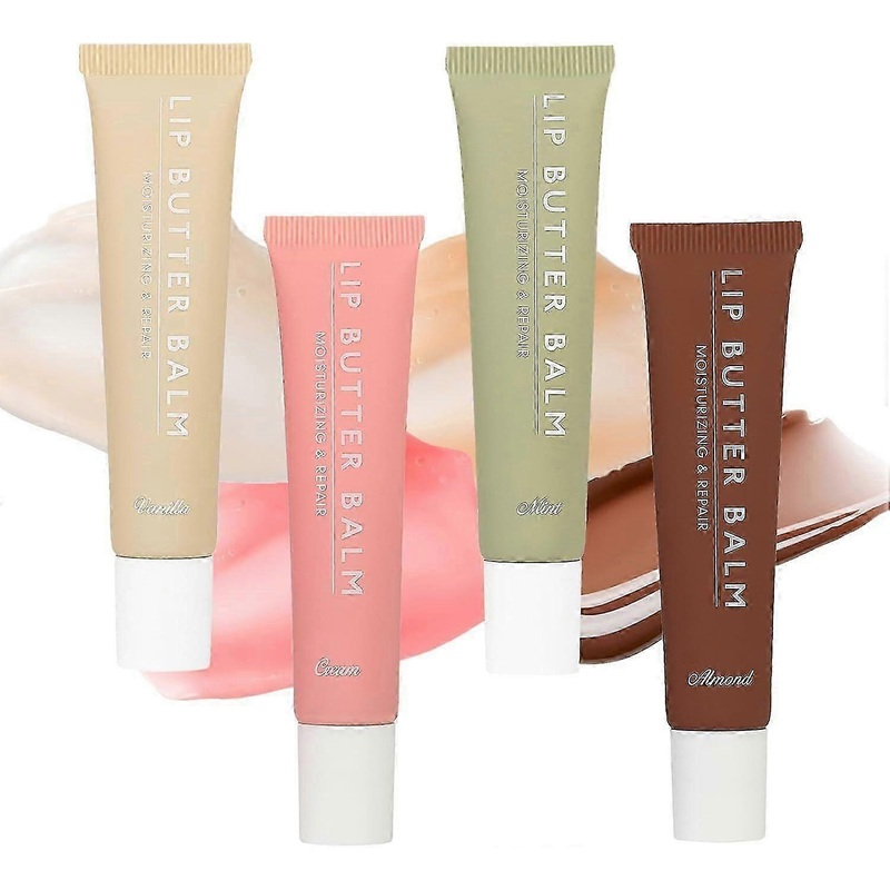 4 Tinted Lip Butter Balms for Dry and Chapped Lips, Provides Instant Moisture, Shine, and Hydration
