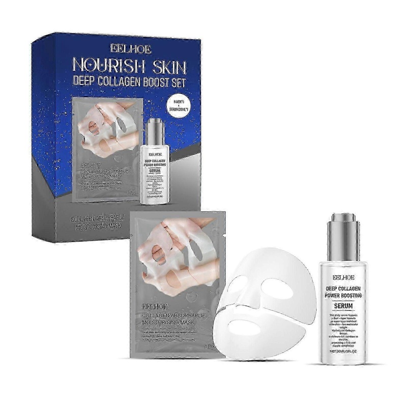 Deep Collagen Boost Set with Mild Moisturizing Facial Mask and Essence for Nourishing and Powering Skin Care