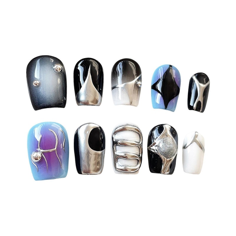 Punk Style Short Artificial Nails Finger Lightweight and Easy to Stick Fake Nail