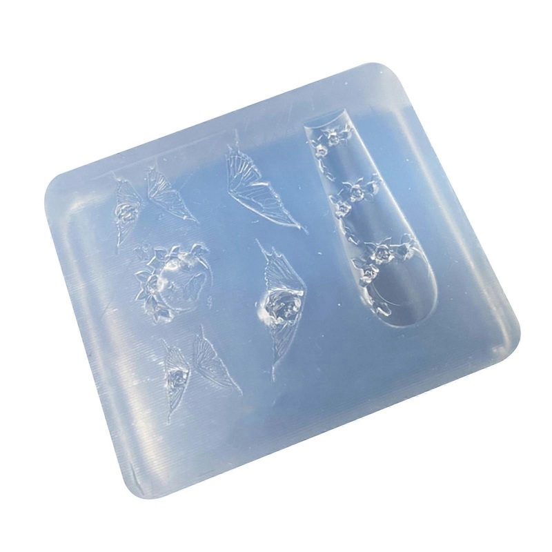 Reusable Butterfly Rose Flower Nail Charm Craft Mold Unique Nail Art Silicone Mold For 3D Manicure Decoration Multicolor