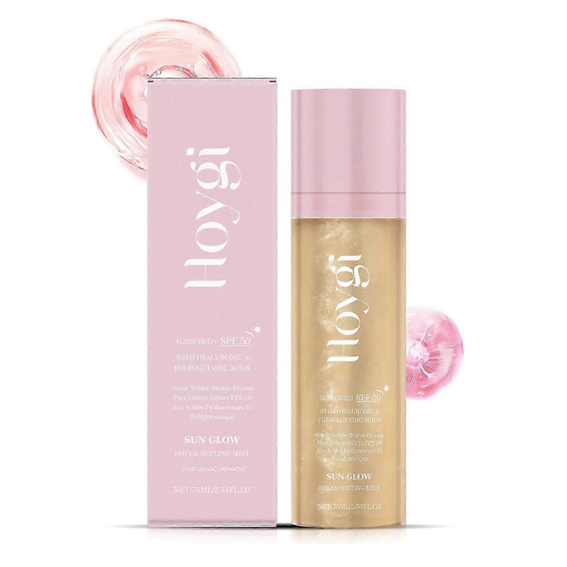 Sheer Setting Mist Sunscreen SPF 50, Broad Spectrum Shimmering Body Oil Mist, Hydrating Makeup-Friendly Glow Spray, Reef-Safe