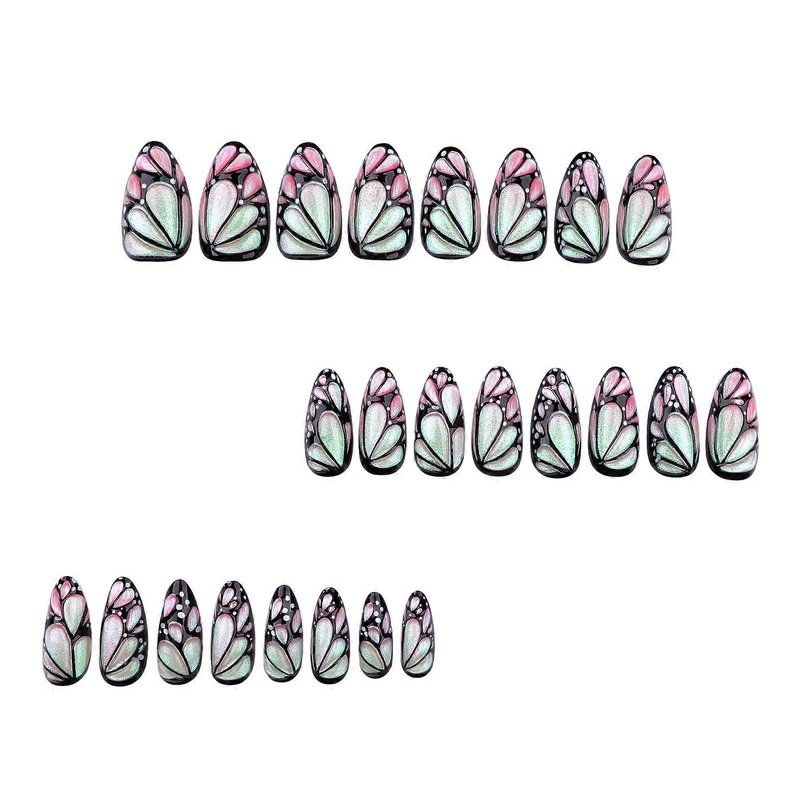 Short Almonds French False Nails Glossy Texture Short Almond Press On Nails