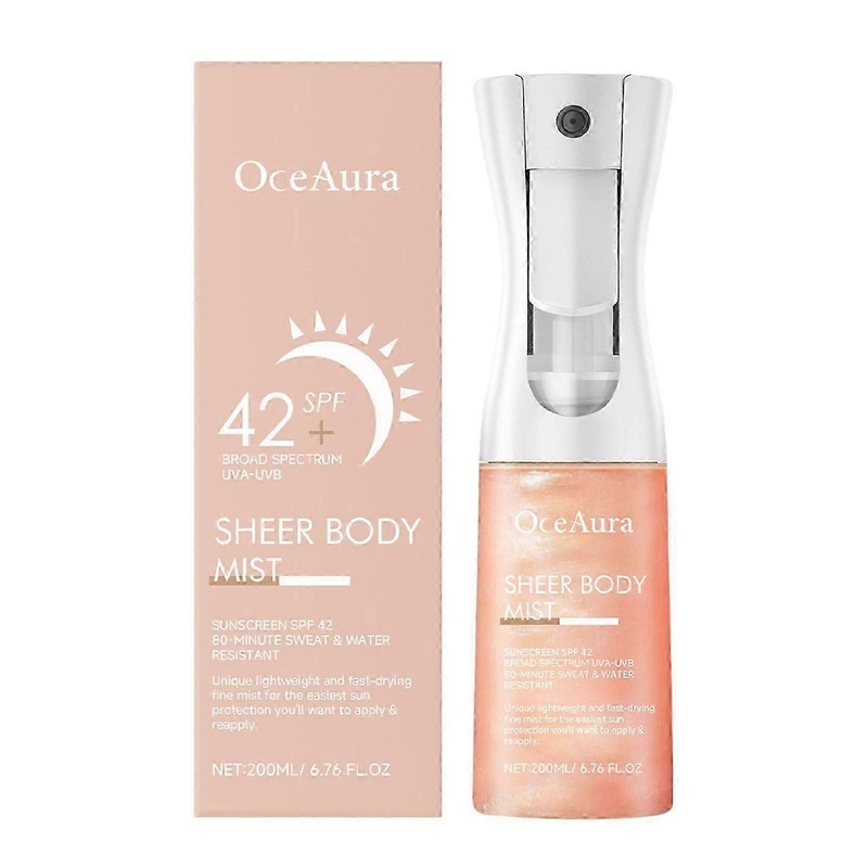 Sunglaze Sheer Body Mist Sunscreen Spf 42 Shimmering Body Sunscreen, Glow-boosting Hydrating Mist Sunscreen For Face Body All-skin Types