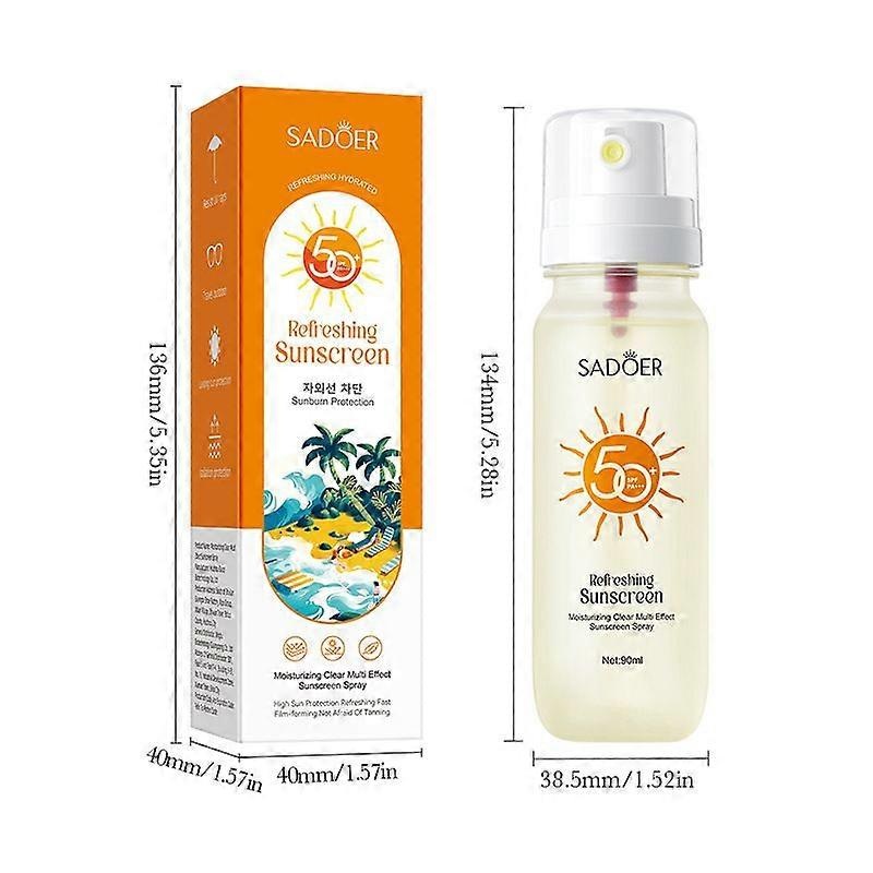 50 SPF Water Resistant, Lightweight Body Sunscreen Lotion, Instant Absorption that Intensely Hydrates the Skin, Vegan, Spray Bottle 90 ml