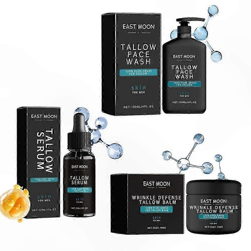 Anti-Aging Skin Care Set for Men: Wrinkle Reduction Balm, Facial Cleanser, and Serum Combo