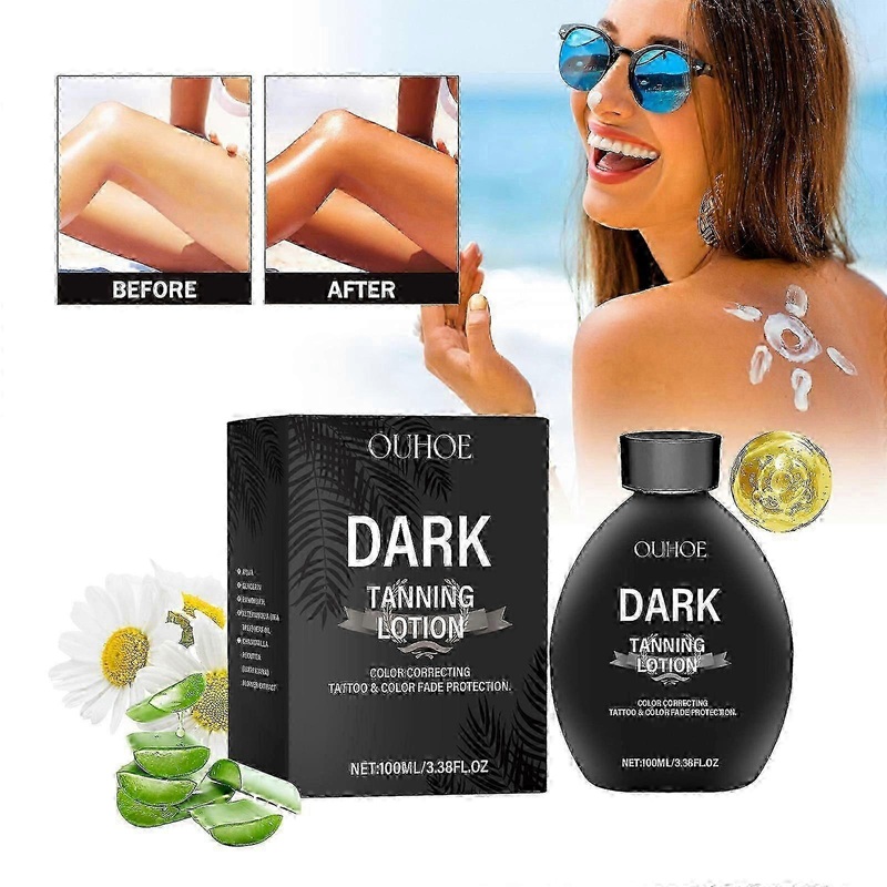 Dark Tanning Lotion, Intensive Dark Tanning Accelerator Gel, Natural Sunless Self Tanner Lotion, Intensive Tanning Gel Streak Free
