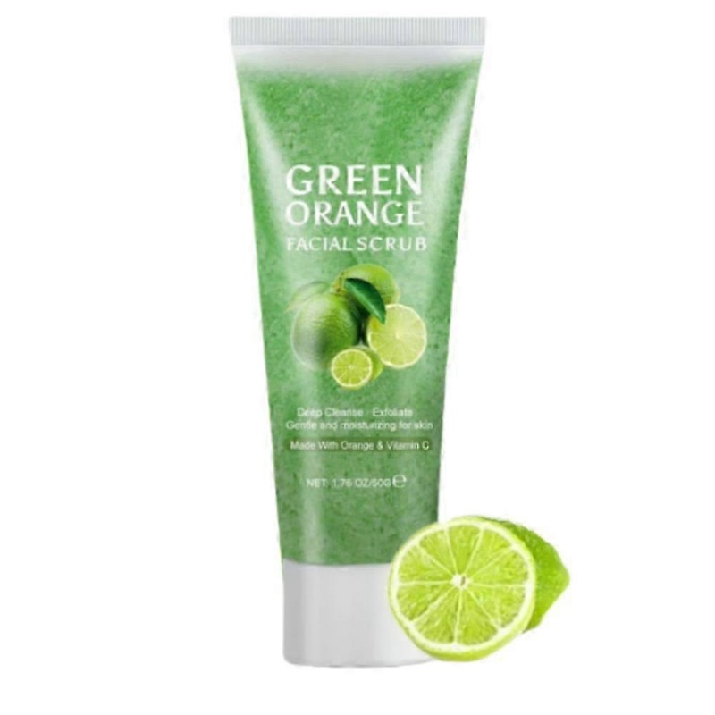 Green Tangerine Vitamin C Facial Scrub - Exfoliating Cream With Microdermabrasion, 50g Gentle Face Body Scrub For Sensitive Skin - Brightening, Mois