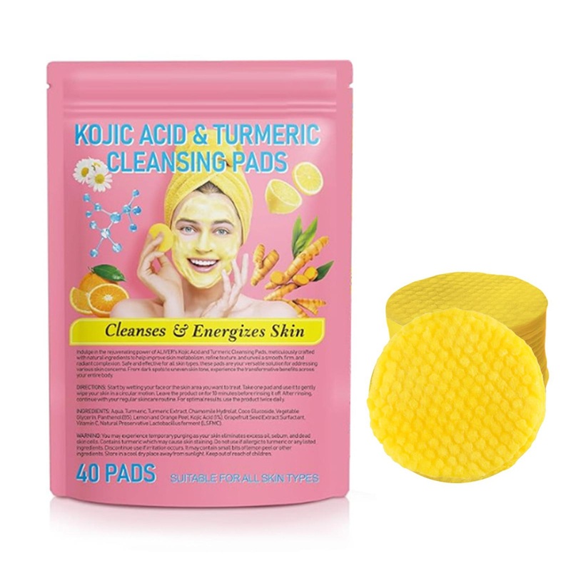 Turmeric Kojic Acid Exfoliating Cleansing Pads Fades Dark Spots Exfoliates Skin Pads for Women Girls