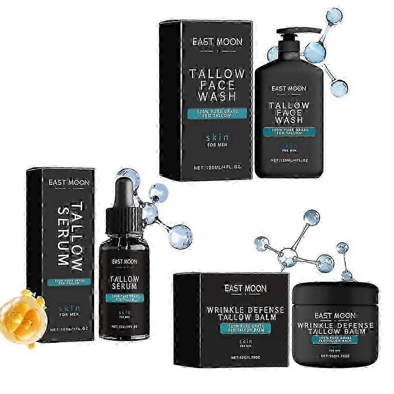 Wrinkle Defense Tallow Balm and Serum for Men, Anti-Ageing Face Wash Suited for UK Skincare