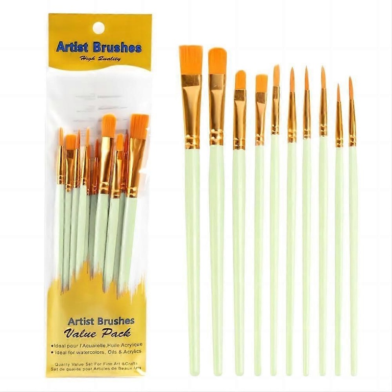 10 Pieces Acrylic Paint Brush Set for Face Nail Art Miniature Detailing and Rock Painting
