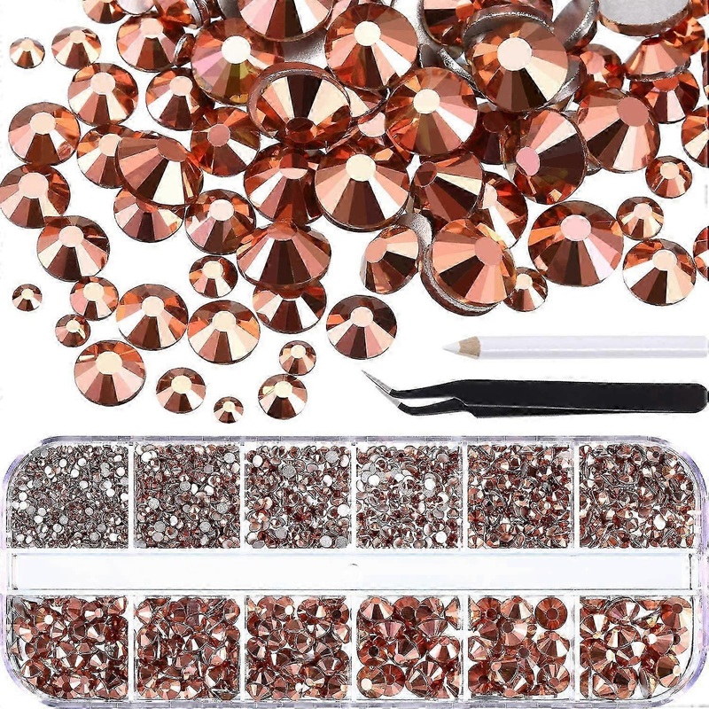 2000-Piece Rhinestone Assortment - 6 Sizes (1.5-6mm) Flat Back Gems for Crafting