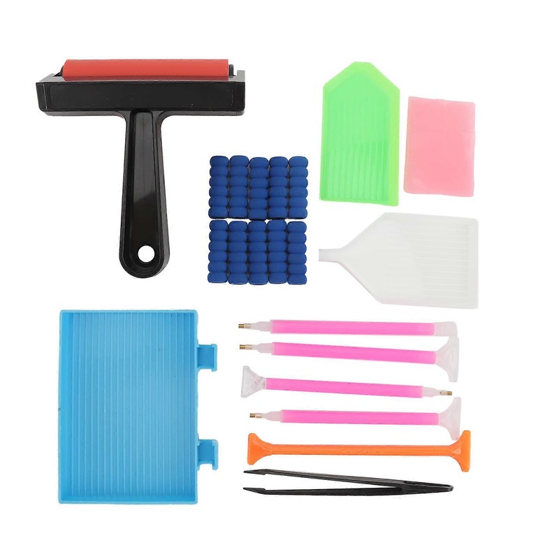 21 Pcs Set Diamonds Painting Tools with Point Drill Pen Roller Tweezers Storage Tray Press Spatula for Nail Art Diamond Embroidery