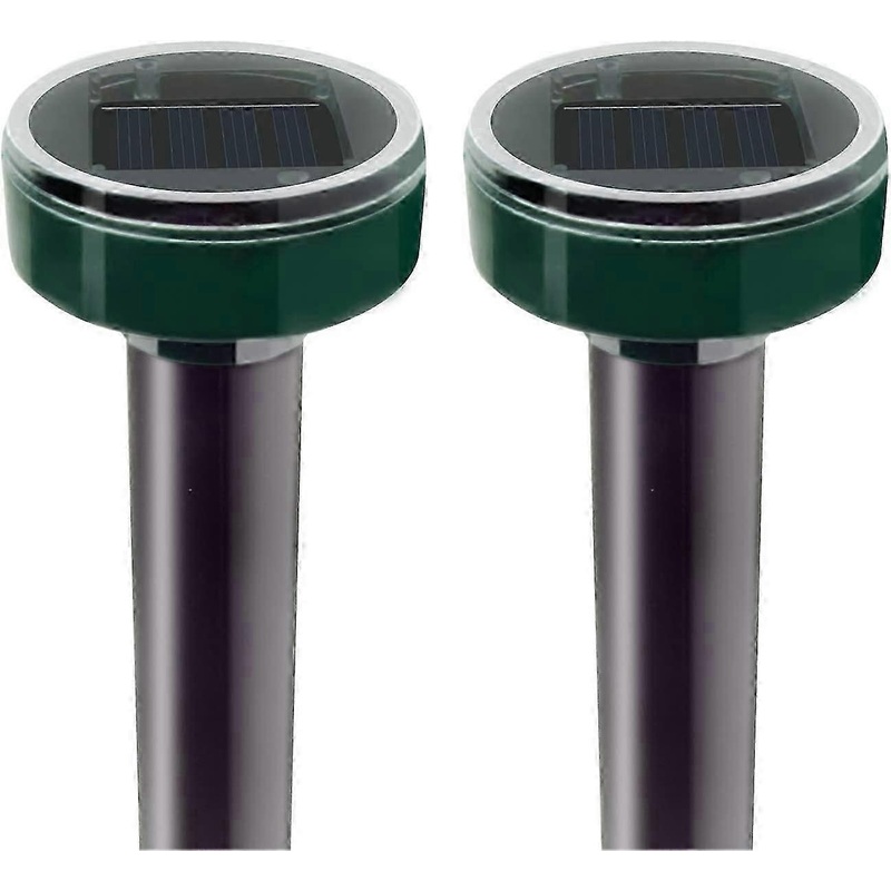 Solar-Powered Ultrasonic Mole & Gopher Repellent Stakes - 2 Pack for Garden Protection