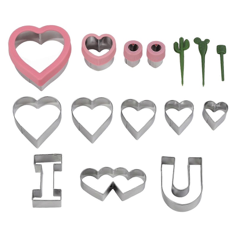 15Pcs Heart Shaped Mold Set Stainless Steel DIY Heart Shaped Cutter Set for Chocolate Biscuit Baking