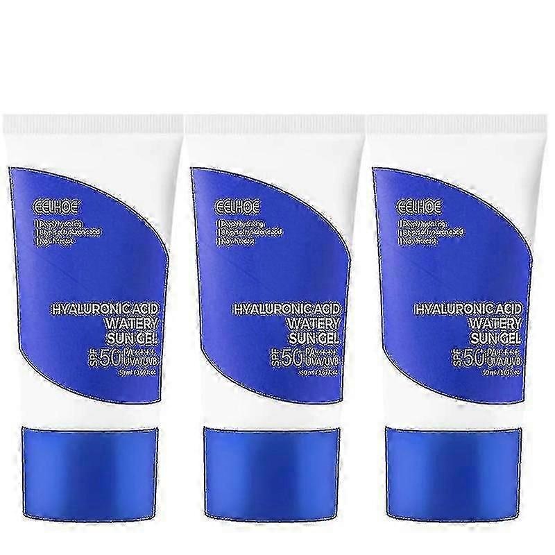3-Pack Hyaluronic Acid Sun Gel SPF50+ PA++++ - 50ml Watery Sunscreen for Hydrated and Protected Skin