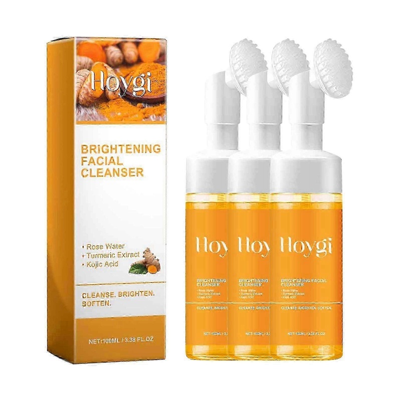 3PCS Turmeric Cleanser Facial Moisturizing Cleanser Clean Shrinkage Pores Refreshing Lighten Spots Even Out Tone Reduce Blemishes Make Brighter 3