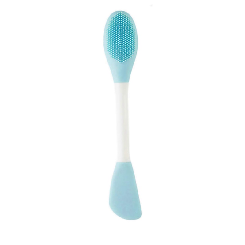 Double Ended Facial Mask Brush Silicone Facial Mask Applicator Spatula Cleansing Massage Brush(Face Cleansing Brush Knife Shape Light Blue)