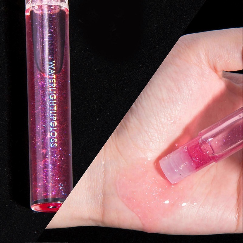 Lip Gloss Transparent Pearlescent Moisturizing Glass Lipstick with Fine Flash Gifts Peach Red