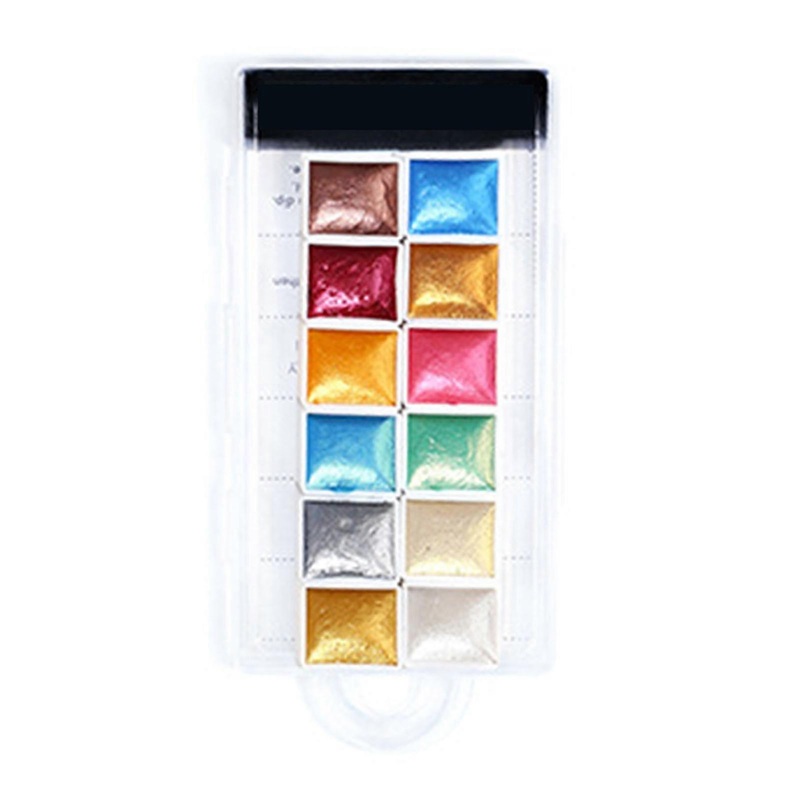 Solid Watercolor Paint Set 12 Colors Watercolor Pigment Palette for DIY Nail Art Painting BSC05