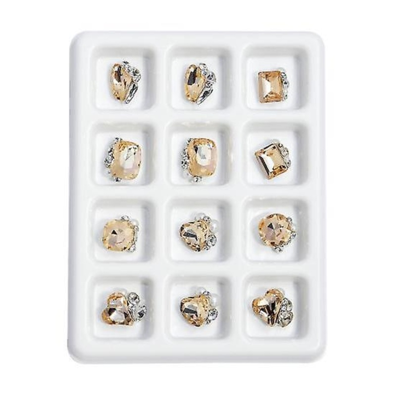 1 Box Nail Art Rhinestones Ornament 3D Heart/Square Faux Crystal Charm DIY Nail Decorations Phone Case Decorative Accessories Manicure Supplies