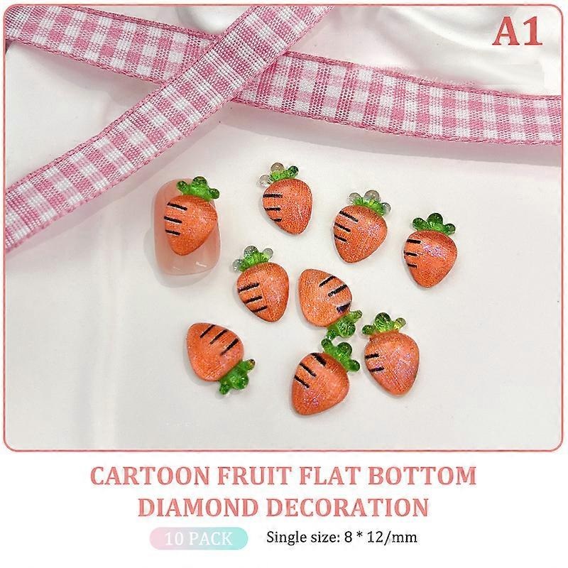 10PCS 3D Fruit Nail Art Charms Peach Cherry Strawberry Kawaii Accessories Summer Nail Decoration Design Supplies Material Tool