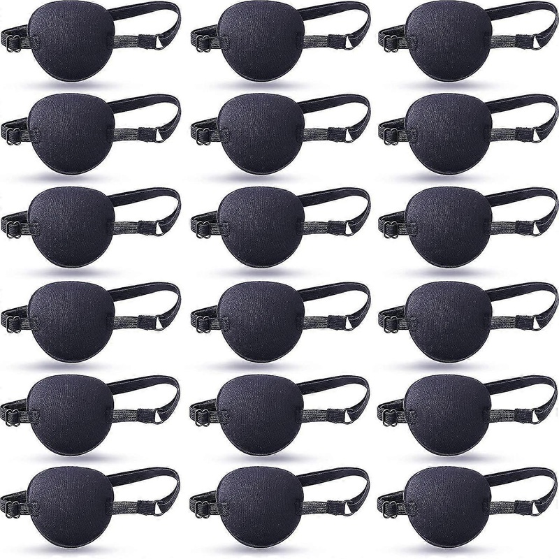 18 Pieces 3d Eye Patch, Pirate Eye Patches, Adjustable Single Eye Patch(black)  -SNNGV