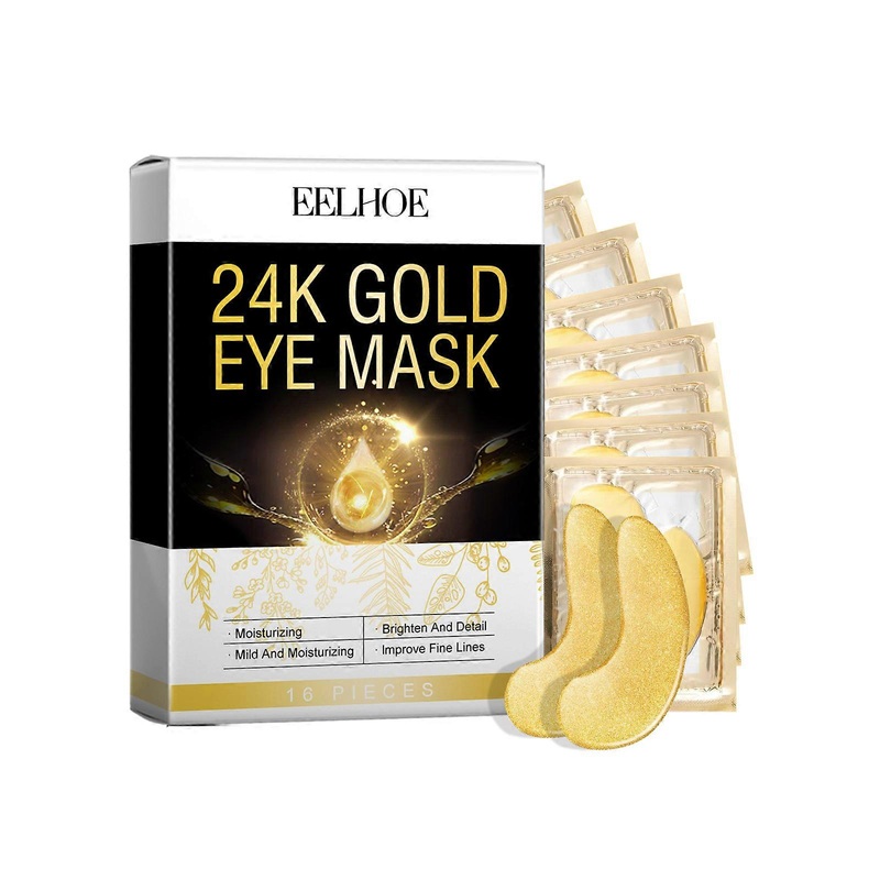 24K Gold Eye Repair Mask - Firming, Hydrating & Brightening for Youthful Eyes - 16 Pieces