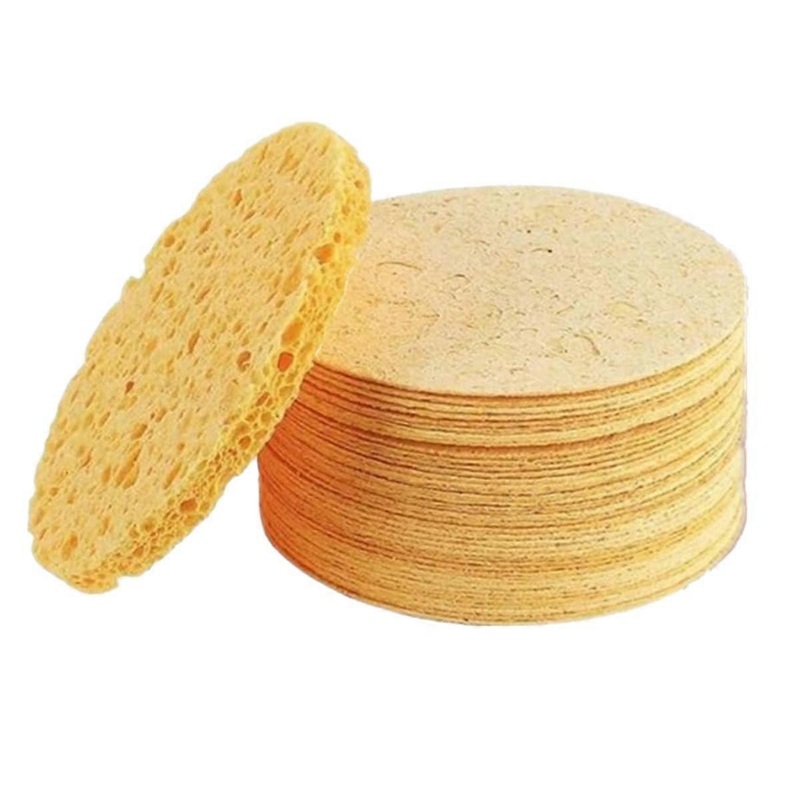 50PCS Cleansing Pads for Face Compressed Sponges Turmeric Cleanser Pads for Skin Cleansing and Exfoliating,A